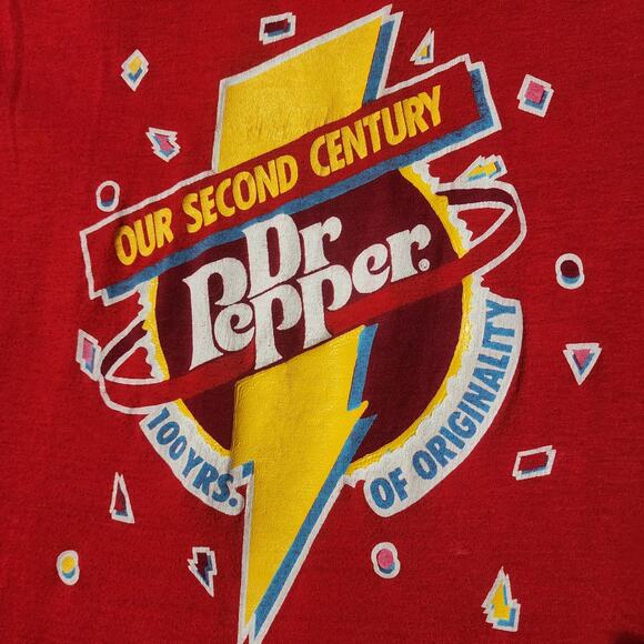 Vintage Dr Pepper “Our Second Century” Promo Tee 80s Signal Tag Red 18x23 - Picture 3 of 4